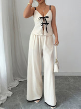 Tie Front Cami and Pants Set Apricot OutfitFlow