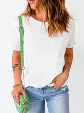 Perfee Round Neck Short Sleeve T-Shirt White OutfitFlow