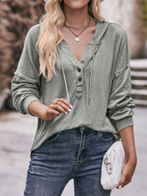 Mandy Drawstring Drop Shoulder Long Sleeve Hoodie Sage OutfitFlow