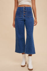 Annie Wear Button Fly High Waist Jeans Dark OutfitFlow