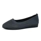 Solid Color Mesh Flat Slip-Ons Dark Gray OutfitFlow