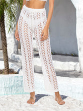 Cutout Drawstring High Waist Swim Pants White OutfitFlow