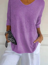 Full Size Relaxed Fit Ribbed Hem Sweater Plus Size Lilac OutfitFlow