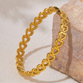 18K Gold-Plated Stainless Steel Heart Bracelet Gold One Size OutfitFlow