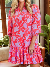 Floral Print Ruffle Hem Shirt Dress Floral OutfitFlow