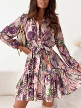 Ruffle Hem Floral Long Sleeve Dress Blush Pink OutfitFlow