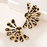 Leopard Print Fan-Shaped Earrings Multi-color onesize OutfitFlow