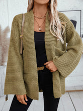 Open Front Long Sleeve Cardigan Moss OutfitFlow