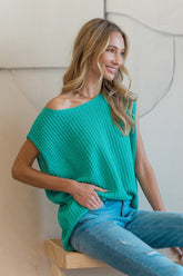 Sew In Love Ribbed Round Neck Sweater Vest MINT OutfitFlow