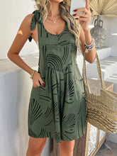 Devine Printed Tie Shoulder Overalls with Pockets Moss OutfitFlow