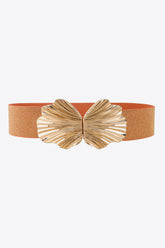 Zinc Alloy Buckle Elastic Belt Caramel One Size OutfitFlow