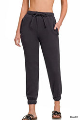 Zenana Fleece Drawstring Joggers With Pocket BLACK OutfitFlow