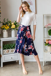 Reborn J Floral Wrap Ruffled Skirt Navy OutfitFlow