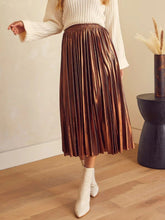 Pleated Midi Skirt Brown OutfitFlow