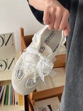 Vintage Lace Ribbon Sneakers Off-white OutfitFlow