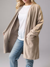Open Front Long Sleeve Cardigan with Pockets Mocha OutfitFlow