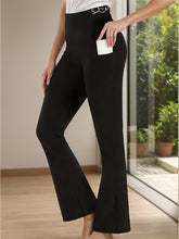 Bootcut High Rise Pants with Pockets Black OutfitFlow