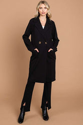 Culture Code Double Breast Lapel Collar Coat Black OutfitFlow