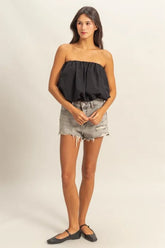 HYFVE Trendy Strapless Bubble Top BLACK OutfitFlow