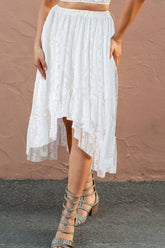 Lace High-Low Skirt White OutfitFlow
