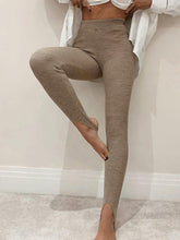 Ribbed Mid Waist Leggings Camel OutfitFlow