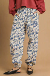 Umgee Scenic Print Casual Sweatpants ECRU OutfitFlow