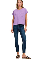 Zenana Round Neck Short Sleeve T-Shirt LAVENDER OutfitFlow
