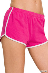 Zenana Elastic Waistband Dolphin Shorts HOT PINK OutfitFlow