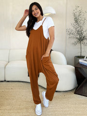 Double Take Full Size Sleeveless V-Neck Pocketed Jumpsuit OutfitFlow