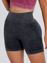 Washed High Waist Active Shorts Dark Gray OutfitFlow