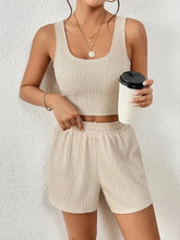 Scoop Neck Top and Shorts Set Apricot OutfitFlow