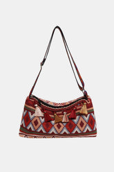 Tassel Adjustable Strap Shoulder Bag Deep Red One Size OutfitFlow