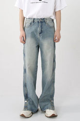 Side Slit Baggy Jeans with Pockets Medium OutfitFlow