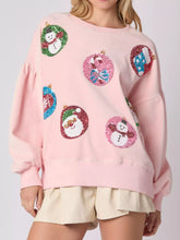 Christmas Sequin Embellished Sweatshirt Pink OutfitFlow