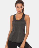 Full Size Scoop Neck Wide Strap Active Tank Black OutfitFlow