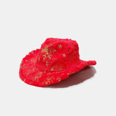 Fuzzy Snowflakes Polyester Hat Deep Red One Size OutfitFlow