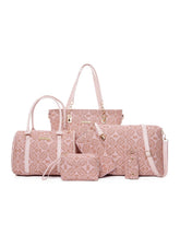 6-Piece Geometric Pattern Bag Set Pink onesize OutfitFlow