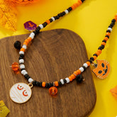 Halloween Charm Beaded Necklace Orange One Size OutfitFlow