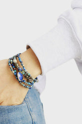 Imperial Stone Heart Three-Layered Bracelet Royal Blue One Size OutfitFlow
