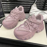 Lace Up Round Toe Platform Athletic Shoes Lilac OutfitFlow
