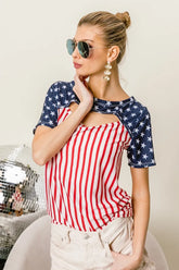 BiBi American Flag Theme Front Cut Out Top RED STRIPE OutfitFlow
