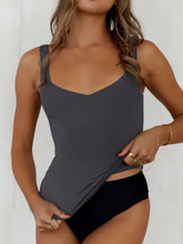 Solid Color Wide Strap Cami Dark Gray OutfitFlow