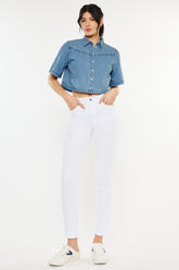 Kancan High Rise Ankle Skinny Jeans White OutfitFlow