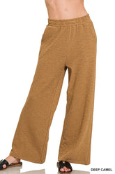 Zenana Cotton Slub Wide Leg Pants DEEP CAMEL OutfitFlow