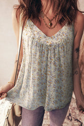 Boho Floral Spaghetti Straps Tank Top Floral OutfitFlow