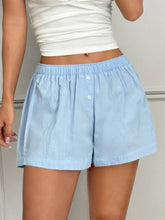 Relaxed Fit Elastic Waist Shorts Blue OutfitFlow