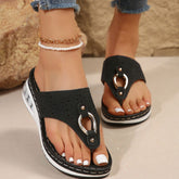 Toe Post Platform Sandals Black OutfitFlow