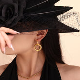 18K Gold-Plated Titanium Steel Annulus Earrings Gold One Size OutfitFlow