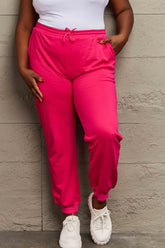 Simply Love Full Size Drawstring Sweatpants Hot Pink OutfitFlow
