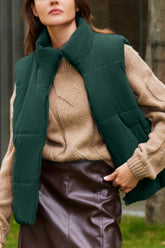 Zip Up Turtleneck Vest Coat Sage OutfitFlow